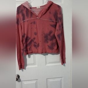 BKE Red and Black Tie-Dye Hoodie